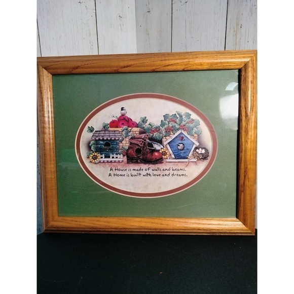 Home and Garden Party Vintage Bird House and Poem Decorative Wall Picture - Picture 1 of 5